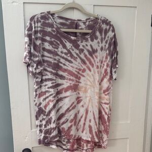 American Eagle Outfitters Tie-Dye Short Sleeve Top - Purple and Cream